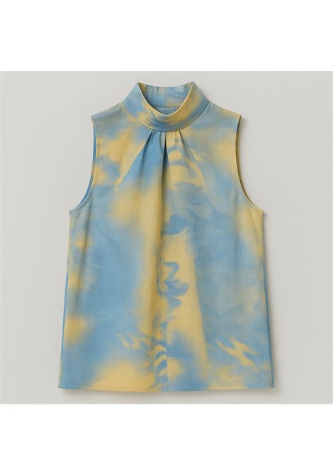 Top smanicato tie-dye azzurro e giallo con collo alto  Attic and Barn ATTIC AND BARN | Top & T-shirt | MATTO005AT268225